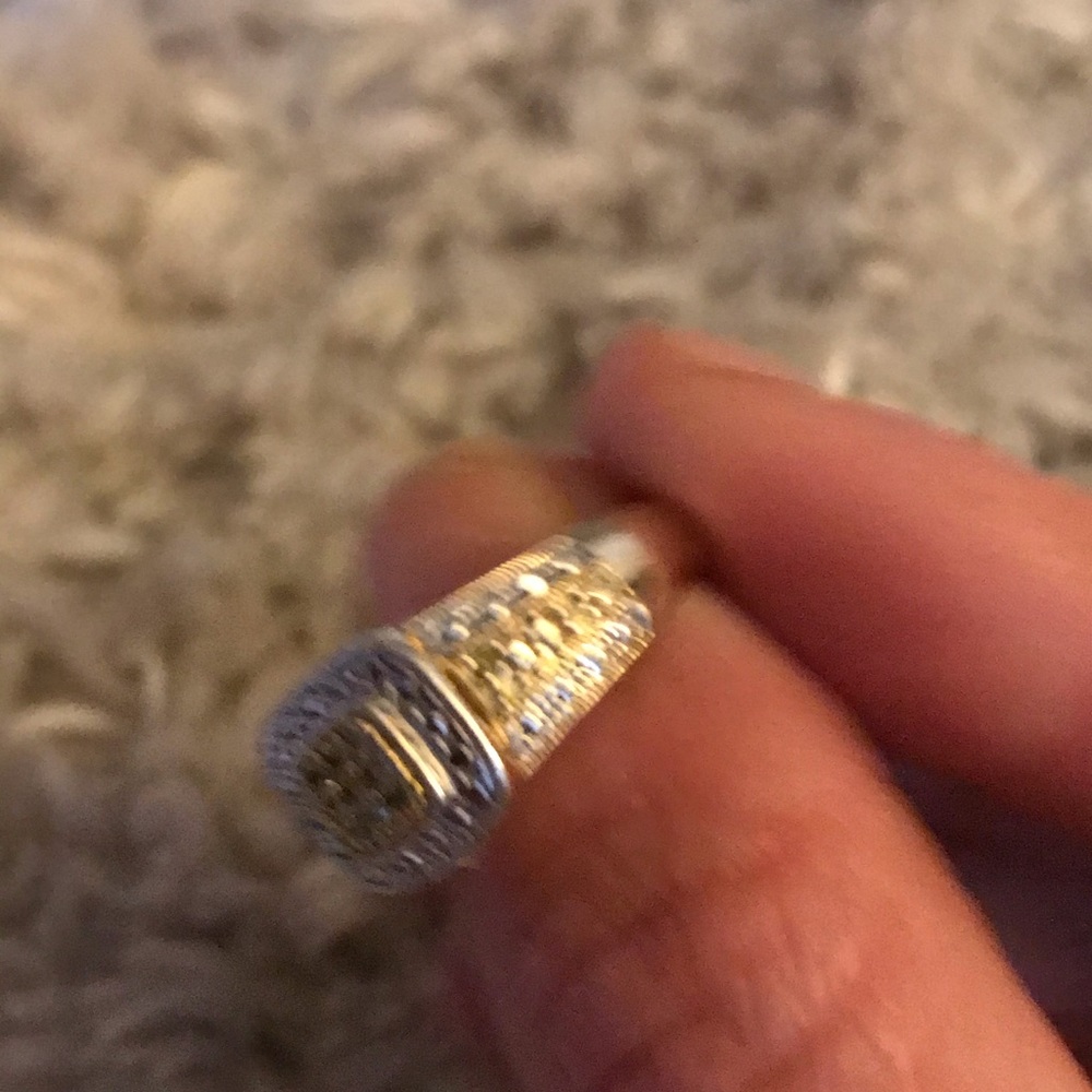 Canary yellow and white diamond ring - Picture 6 of 7